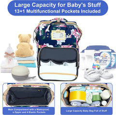 GurZinn diaper bag backpack large capacity with 14 pockets for organizing baby essentials
