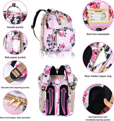 GurZinn diaper bag backpack waterproof 900D Oxford fabric protects contents during travel.