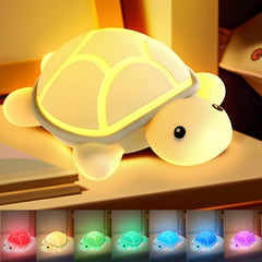 Gusweet turtle night light displaying seven colors for a calming bedtime routine