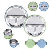 Gweichunon 4-pack stainless steel plates with suction for mess-free mealtimes