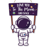 Gwisml astronaut wooden wall sign enhances a playful space vibe in a kid’s room.