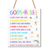 Gwisml Gods Rules Kid Bible Wall Decor shows scripture for daily encouragement in kids rooms