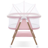 GYARING baby bassinet pink frame for easy travel and quick setup.