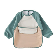 GZMM waterproof baby bib, front view, protects outfits during meals.