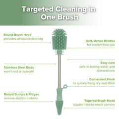 Haakaa 360 cleaning brush ensures complete interior contact.