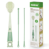 Haakaa 5-in-1 bottle brush cleans bottles thoroughly.