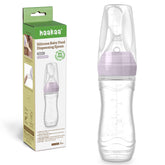 Haakaa silicone baby food feeder with 4oz capacity in lavender, mess-free feeding