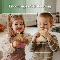 Haakaa Baby Food Pouch filled with puree demonstrates portable, mess-free storage for meals.