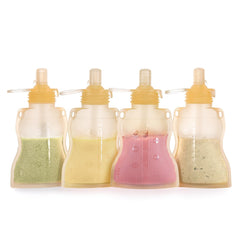 Haakaa Baby Food Pouch in yellow packaging shows reusable design that reduces plastic waste.