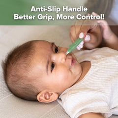 Haakaa dual-ended tool showing short scoop end for dried boogers.