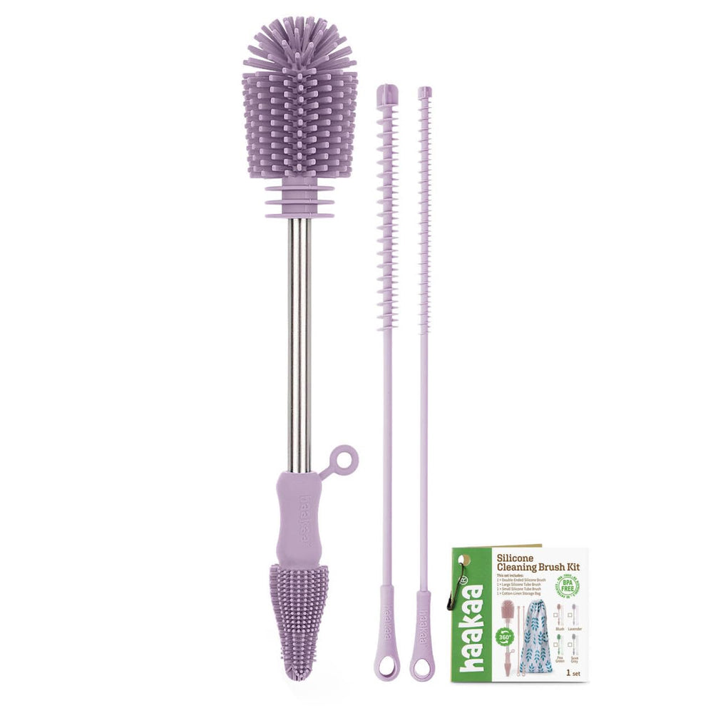 haakaa bottle brush with 360° bristles for thorough bottle cleaning