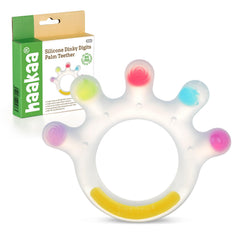 Haakaa Dinky Digits teether front view for gentle gum soothing with varied textures.