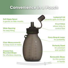 Haakaa Hippo pouch base provides stability for steady filling.