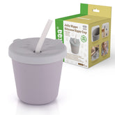 Haakaa Jolly Hippo straw cup close-up showing soft silicone for gentle gums and early sipping.