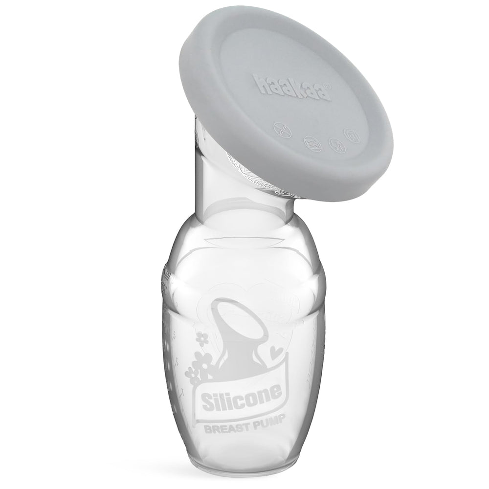 Haakaa manual breast pump gray 4oz for effortless milk collection on the go.