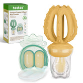 Haakaa Octopus Baby Feeder pouch demonstrates safe fruit feeding for tiny bites.