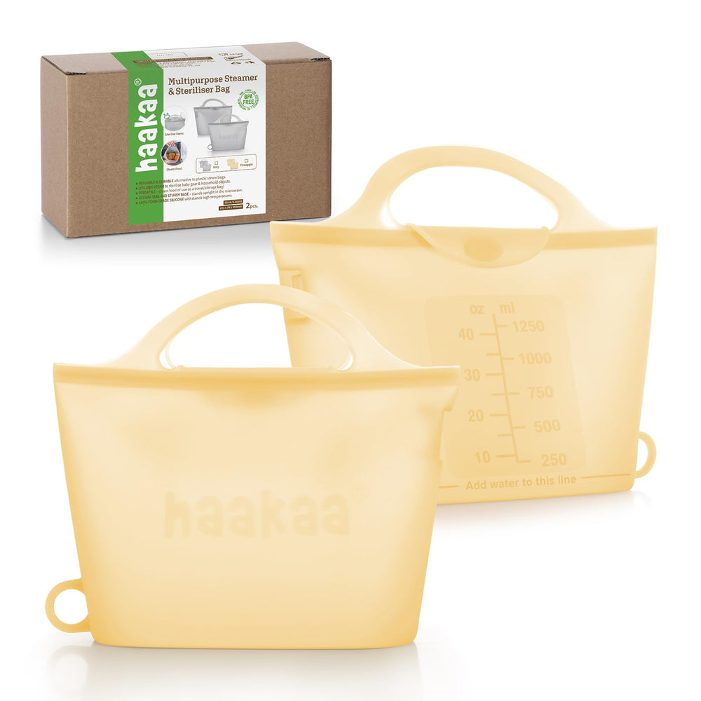 Haakaa on-the-go bottle sterilizer bag for travel and quick cleaning.