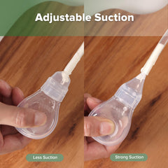 Haakaa one-handed operation nasal aspirator for quick single-hand use.