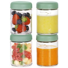 haakaa pea green 7oz baby food jar set with leak-proof lid