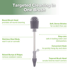 Haakaa stainless steel handle adds durability and grip during cleaning