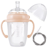 Haakaa weighted straw cup 8oz peach with ergonomic handle for easy little-hand grip.