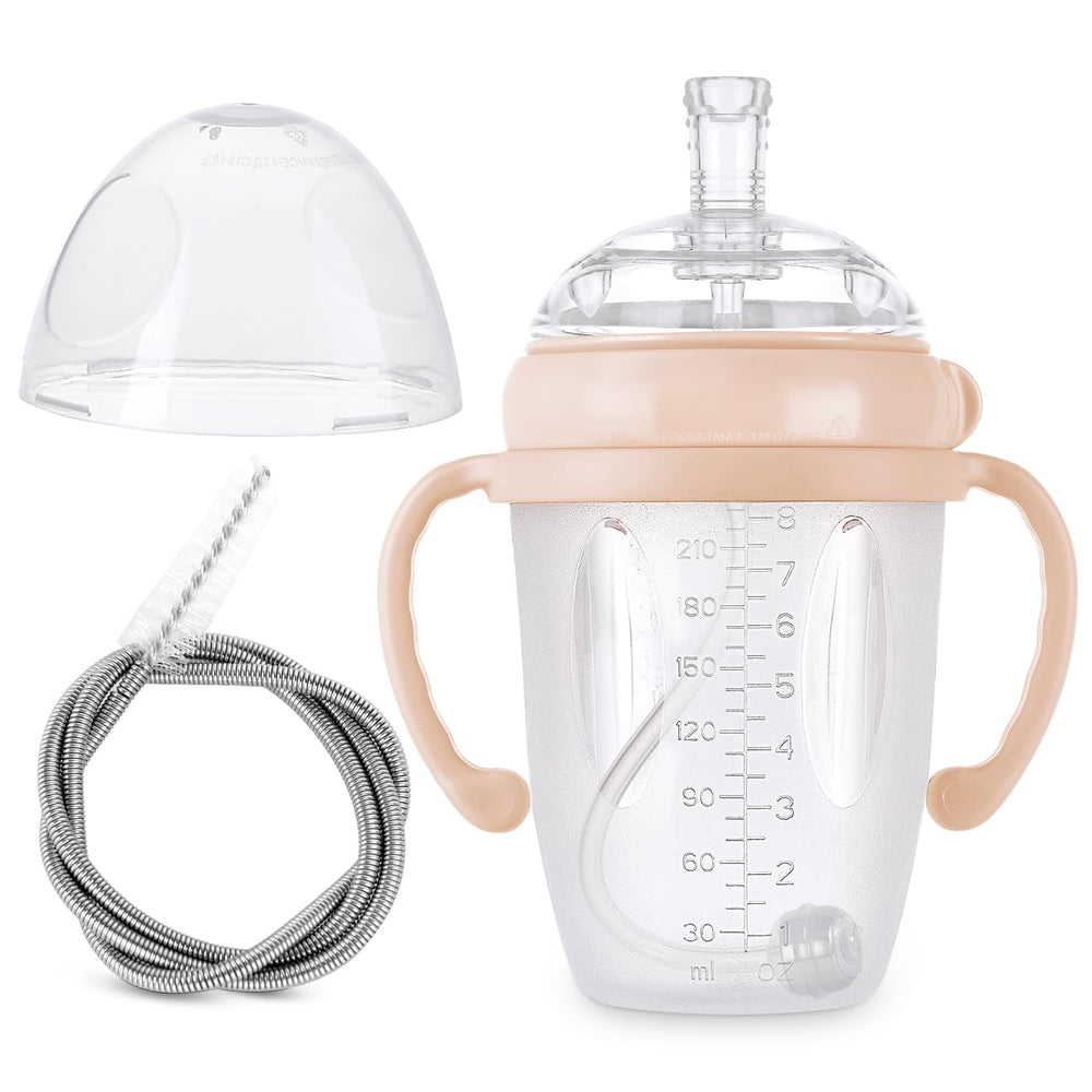 Haakaa weighted straw sippy cup peach 8oz, easy on-the-go sipping for tiny hands.
