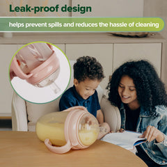 Haakaa wide-base bottle provides stable drinking while little ones explore.