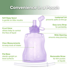 haakaa Yummy Pouch straw-for-thin-liquids supports smooth sips.
