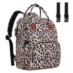HABOPET leopard diaper bag front view shows spacious layout for easy daily use.