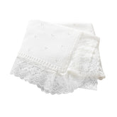 Hadetoto cotton lace knit baby blanket, white, for year-round nursery comfort.