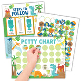 Hadley Designs potty chart dinosaur poster encourages toddler toilet routines.