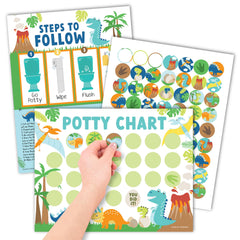 Hadley Designs potty chart dinosaur poster encourages toddler toilet routines.