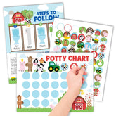 Hadley Designs potty chart flatlay with posters and stickers for easy planning