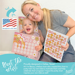 Hadley Designs potty chart 63-sticker sheets closeup highlights durable, kid-friendly rewards
