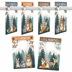 Hadley Designs woodland baby closet dividers clearly mark sizes from 0-3 months.