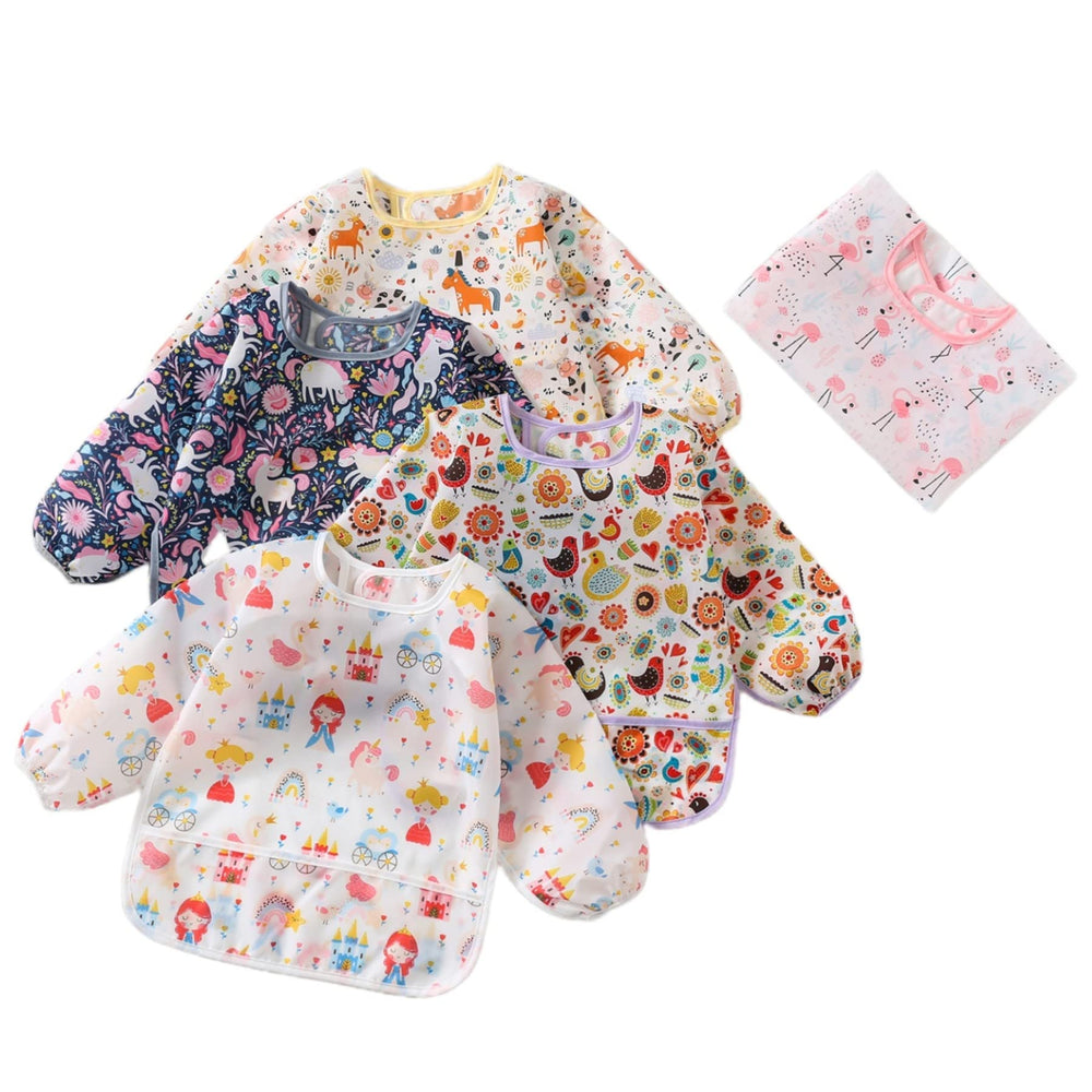 Hafftnun long-sleeve waterproof bib with full coverage protects clothes during messy meals.