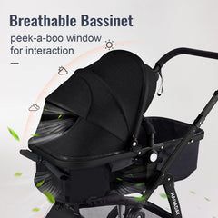 Hagaday stroller with adjustable handle for comfy grip.