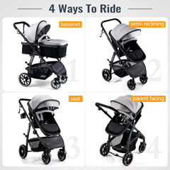 Hagaday stroller close-up of reversible bassinet for newborn bonding and convenience.