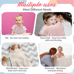 Hahafelt baby bibs catch drool and spills during meals.