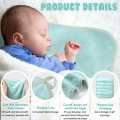 Hahafelt burp cloths—curved design for secure shoulder fit during burping.
