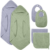 Hahafelt light blue hooded towel, ultra-absorbent for gentle newborn baths.