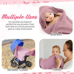 Hahafelt pink baby washcloth, gentle daily cleansing with soft, multi-layer cotton