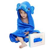 HAHASHOW baby hooded towel with blue elephant design for quick dry after bath