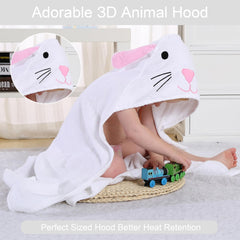 HAHASHOW Elephant hooded towel—large 35x35 inches to envelop growing babies.