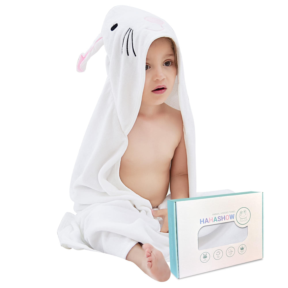 HAHASHOW Rabbit hooded towel—soft cotton post-bath wrap for cozy routine.