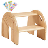 HAHASOLE rainbow toddler stool front view showing sturdy pine construction for safe standing