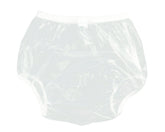 Haian adult pull-on plastic pants in transparent large for discreet day wear protection.