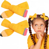 HAIMITI pencil hair clip in yellow close-up, secure and tangle-free for school days.