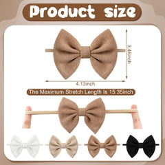 HairChrysm soft baby bow headband in khaki for everyday outfits.
