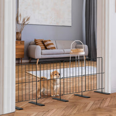 HAITRAL 4-panel freestanding gate in black for doorways and stairs